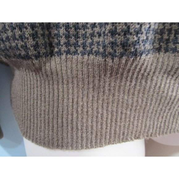 Vintage Nordstrom Black Tan Houndstooth Sweater Merino Wool Mens Lg Italy - Picture 14 of 16